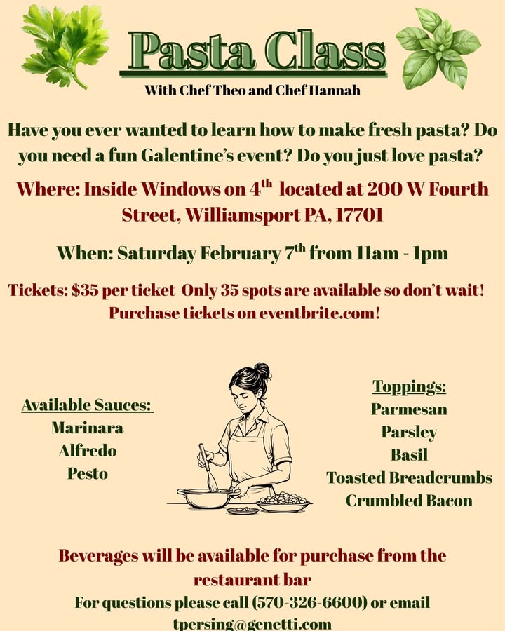 Pasta class is this Saturday and we’ve got some seats available!