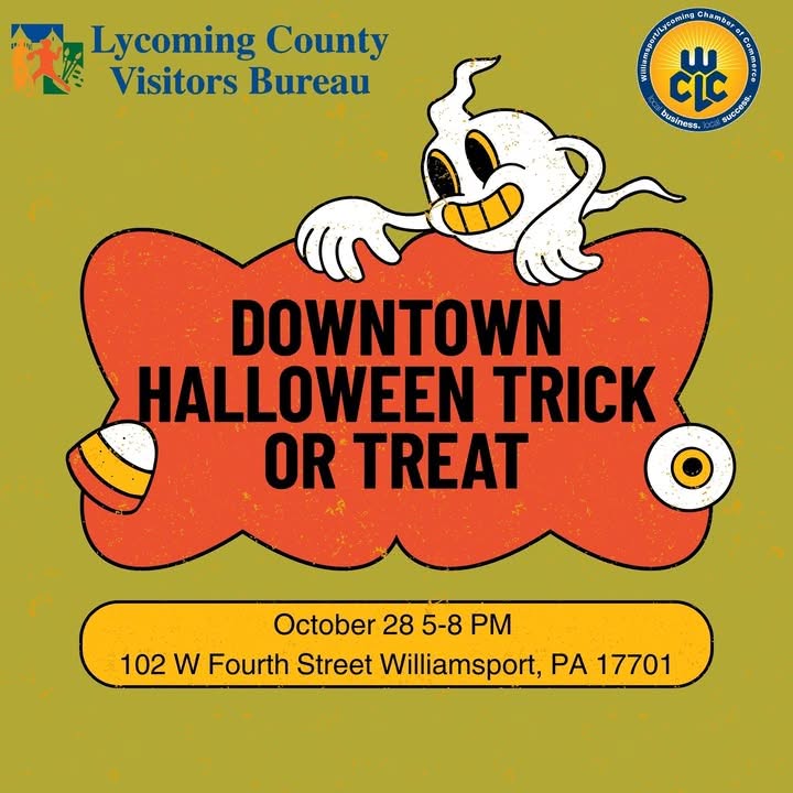 We will be set up outside of the Chamber office/Lycoming County Visitors Center tonight from 5-8 PM!
